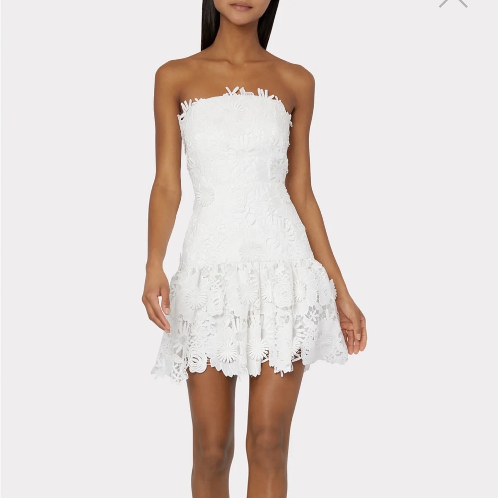 NWT Milly Esther 3D Lace Dress - White Strapless